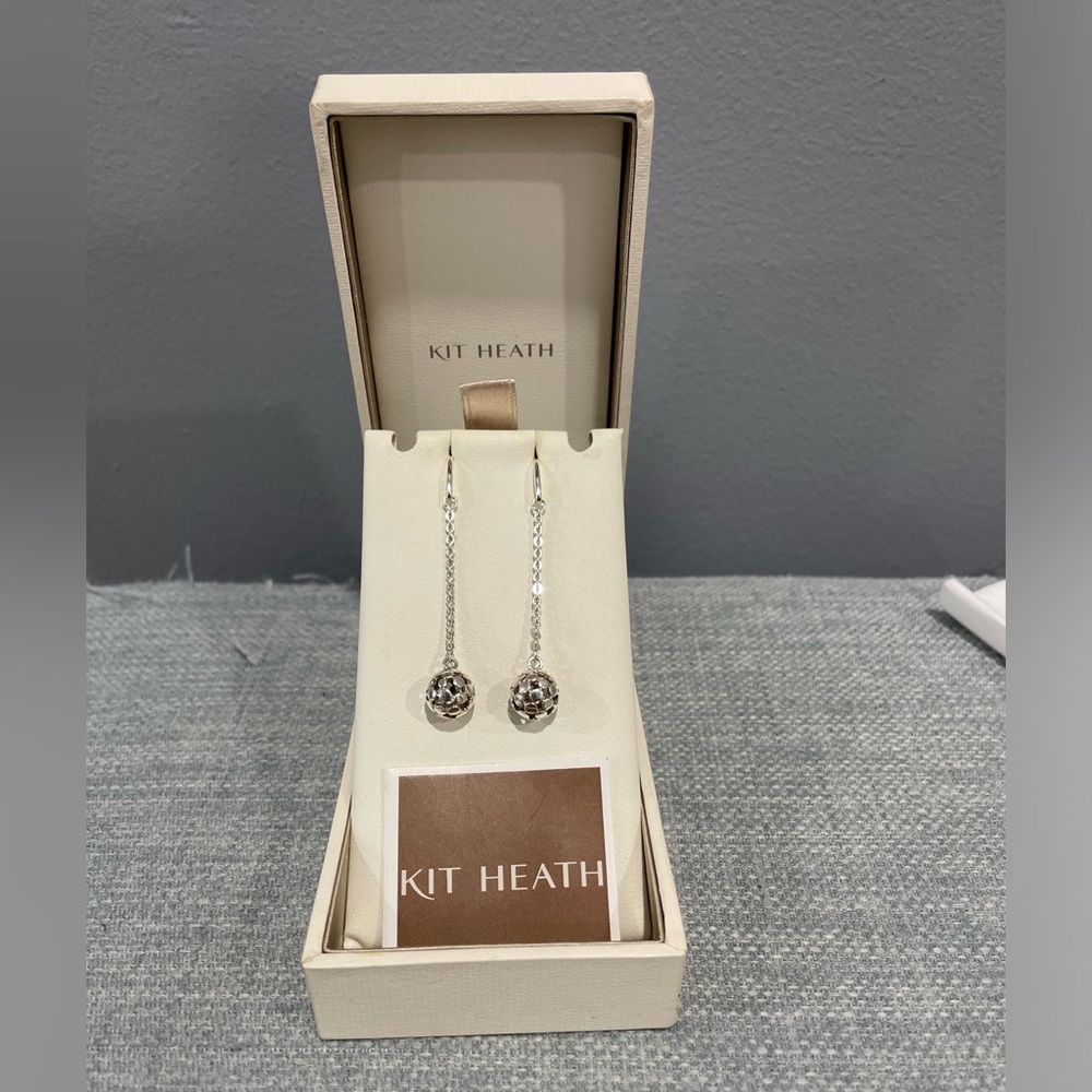 Kit Heath Sterling Silver Cage Ball Dangle Drop Earrings